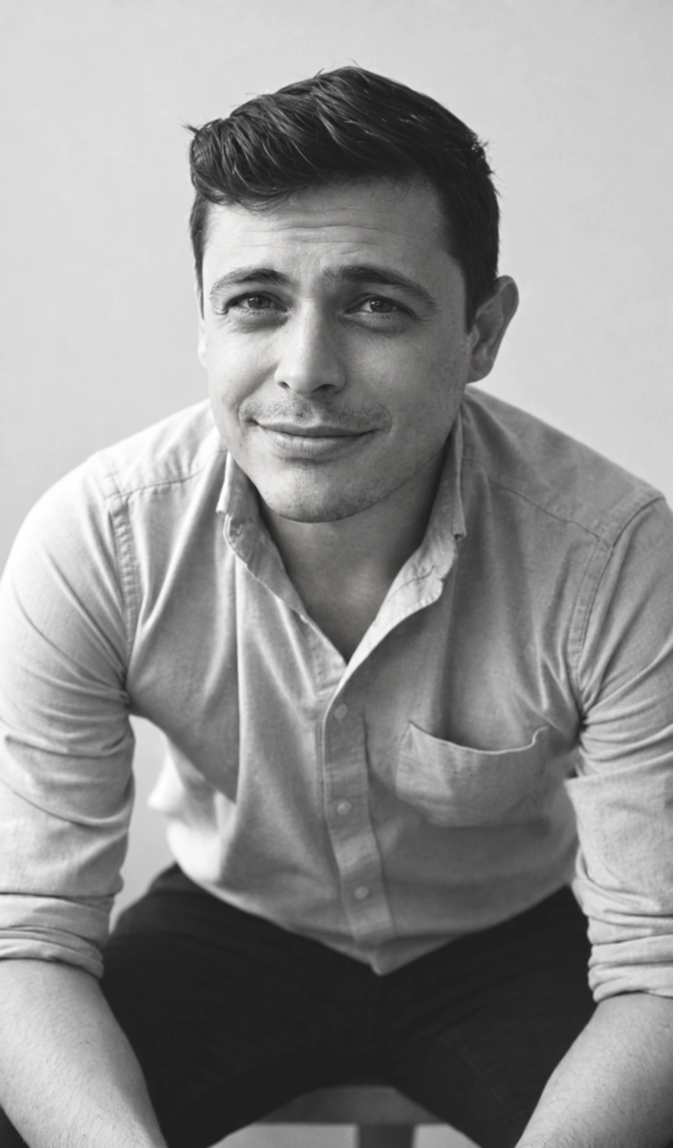 David Kett, leaning forward with a relaxed smile